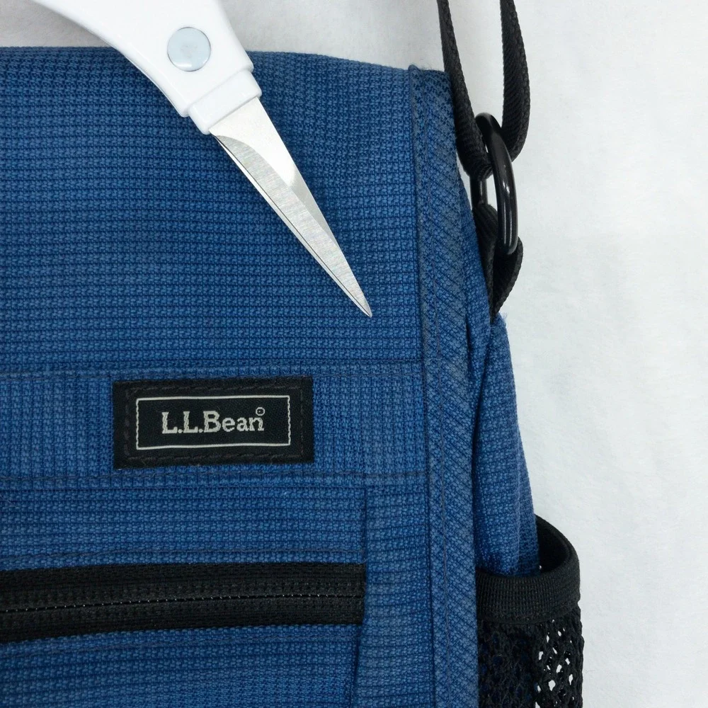 LL Bean Messenger Bag Unisex Small Blue Nylon Crossbody Travel Organizer